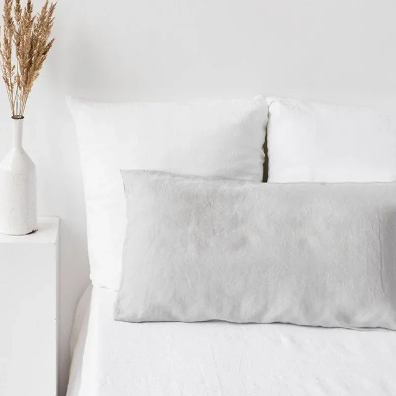 Double Long Pillowcase 100% Pure Linen Pillow Case Euro Sham for Bed,Custom Size Envelope Cushion Cover Antibacterial Anti-mite