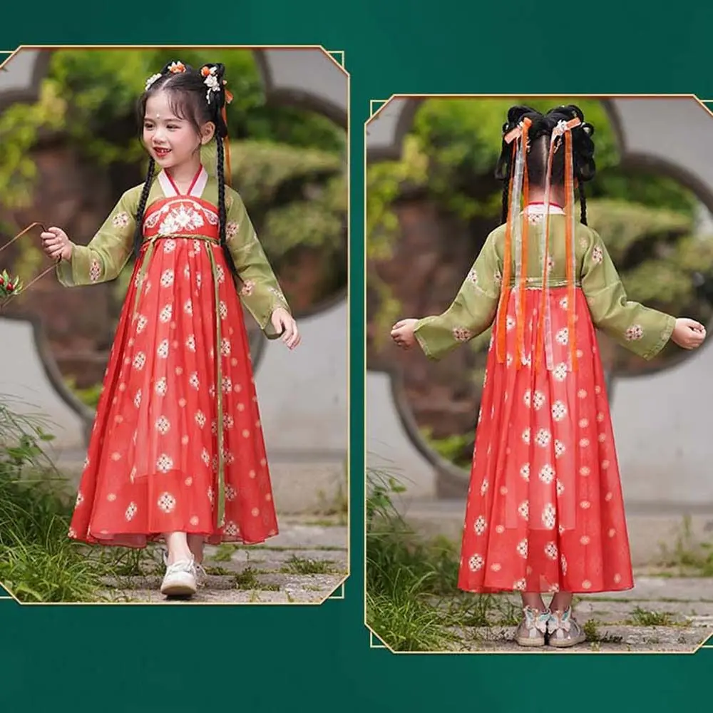 Outfit Ancient Chinese Children Girls Hanfu Dress Princess Dress Embroidery Chinese Kids Girls Ancient Clothes Folk Dance