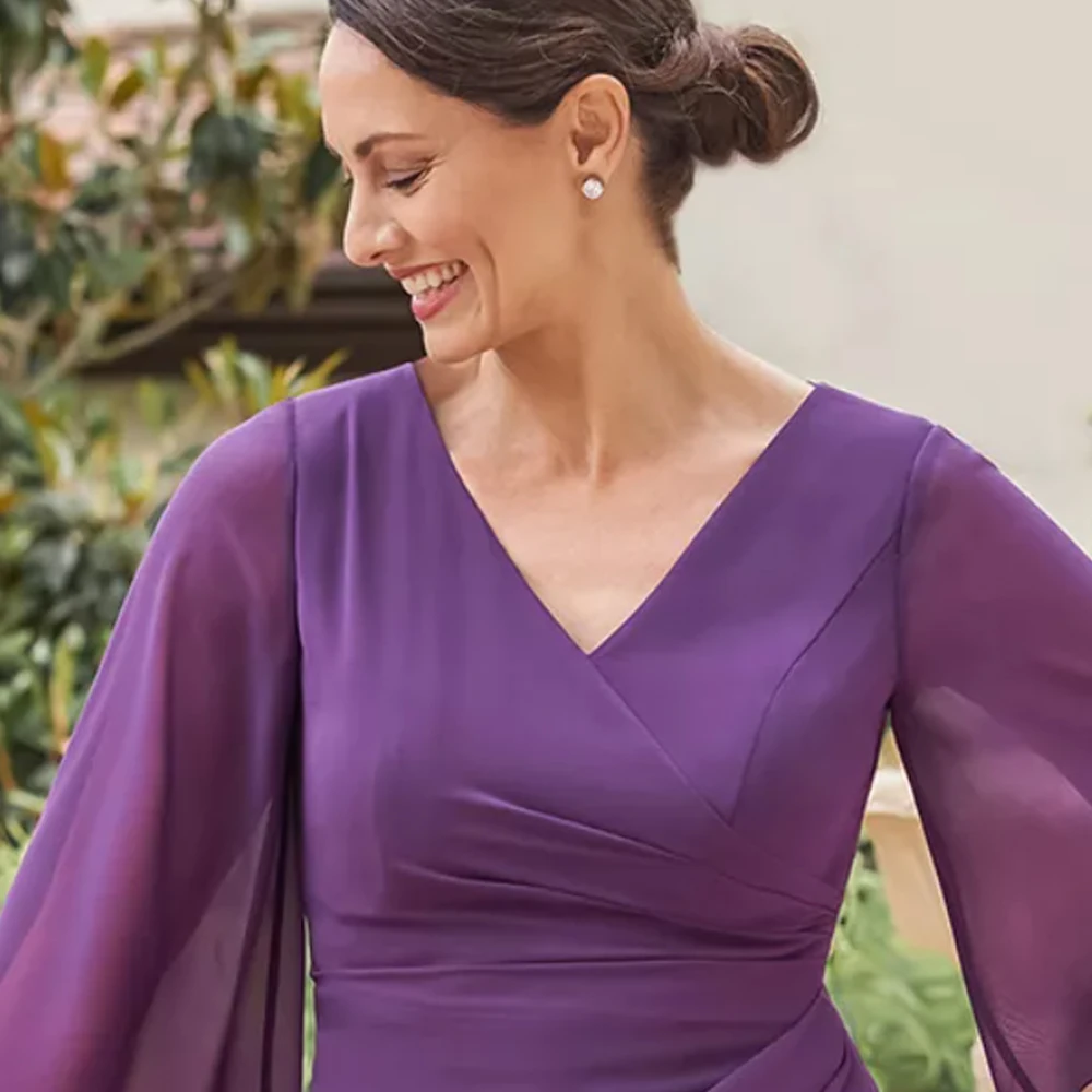 ENOCH Simple V-Neck Chiffon Mother Of The Bride Dresses For Women 2023 Short Sleeves Tiered Party Dresses Beach Vestido De Mujer