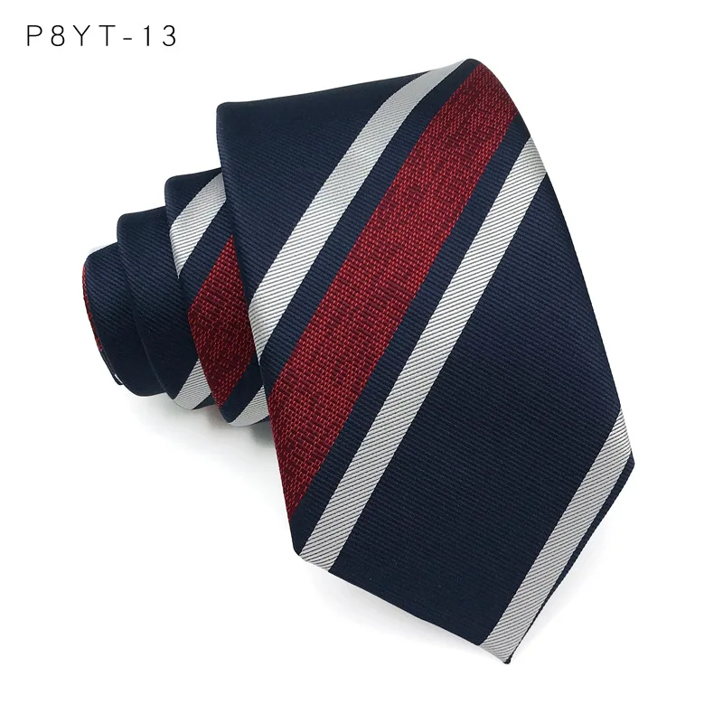 Luxus 8CM Herren Krawatte Krawatte Streifen Gestreifte Krawatten Für Mann Bräutigam Trauzeuge Jacquard Gewebt Ascot Formale Business Party zubehör – Detail 18