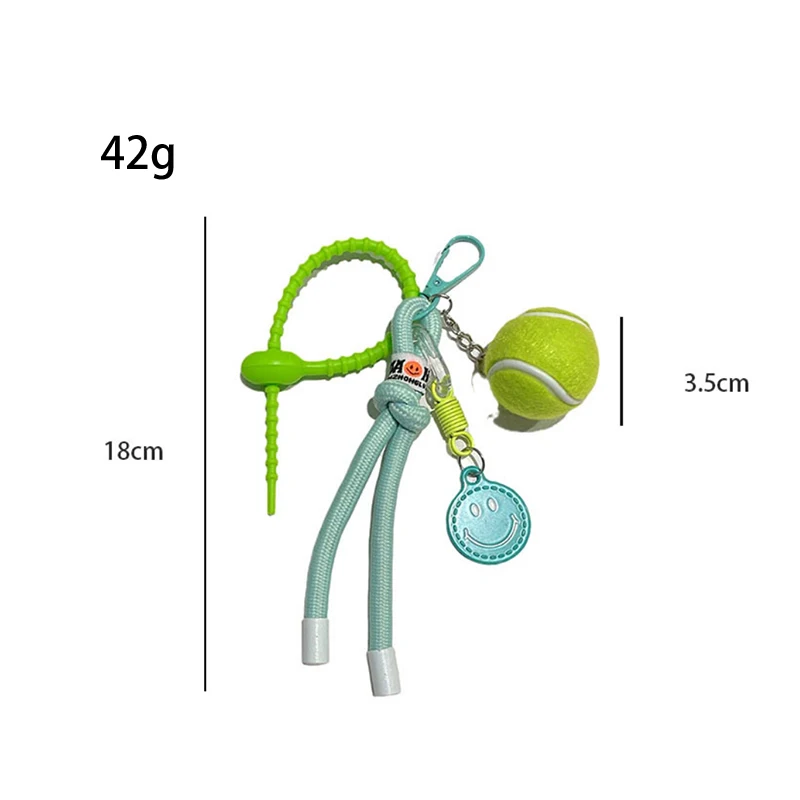 Decorative Colorful Smiling Tennis Car Keychain Creative Backpack Pendant Female Gift Nylon Rope Backpack Decoration 6
