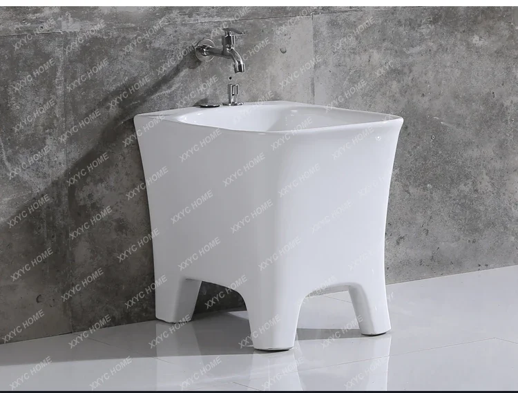 

Ceramic Mop Pool Balcony Mop Pool Automatic Sink Washing Mop Sink Small Household Square with Feet