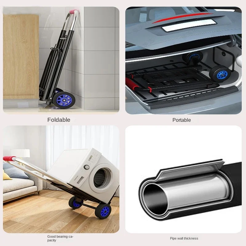 Folding Handling Trolley Retractable Shopping Luggage Cart Portable Home Pull Cargo Trolley Magic Household Trailer