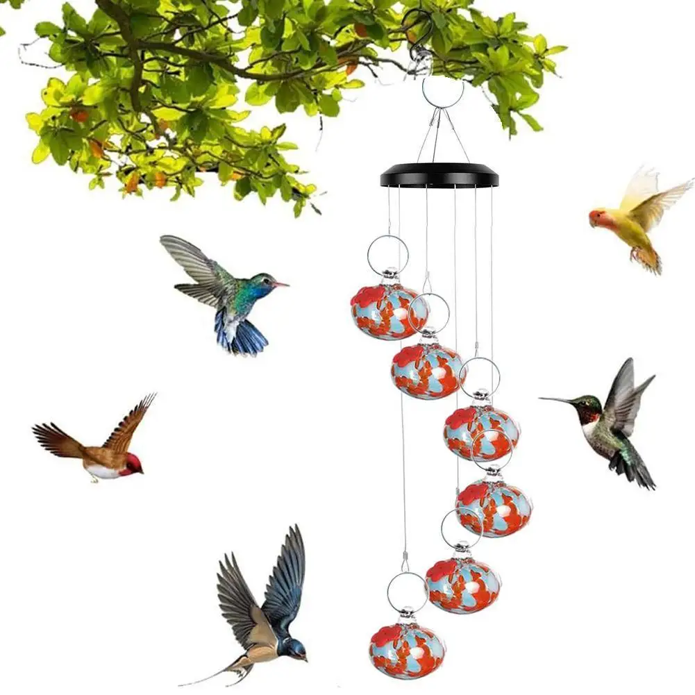 

Charming Wind Chimes Hummingbird Feeders With Wind Chimes Leak-Proof Anti-Fade Garden Decor Feeding Tool Outside Food Container