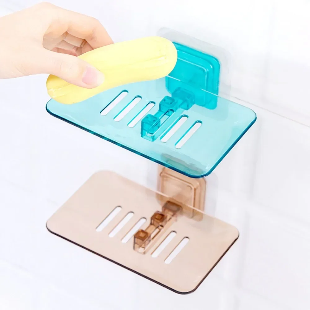 Soap Holder New Soap Rack No Drilling Wall Mounted Double Layer Holder Soap Sponge Dish Bathroom Accessories Dishes Self Adhesive