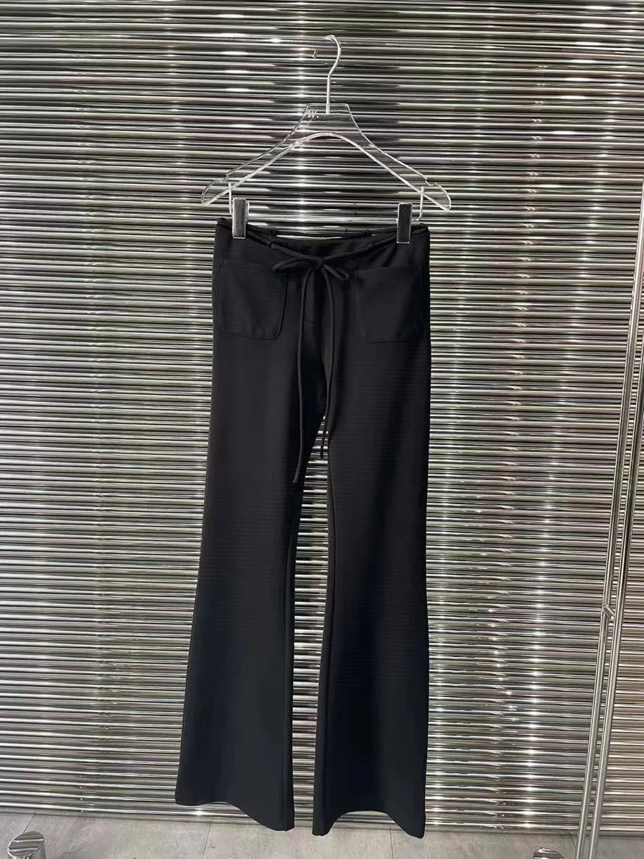 

Весна/Лето 2023 Новинка Простой шнур с высокой талией коллаж карманный микро-клапан черный цвет женский