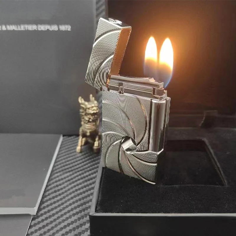 

Новая памятная Роскошная Зажигалка Line 2 с двойным огнем, табак, сигара, газовая зажигалка для курения, яркий звук пин, латунная ветрозащитная