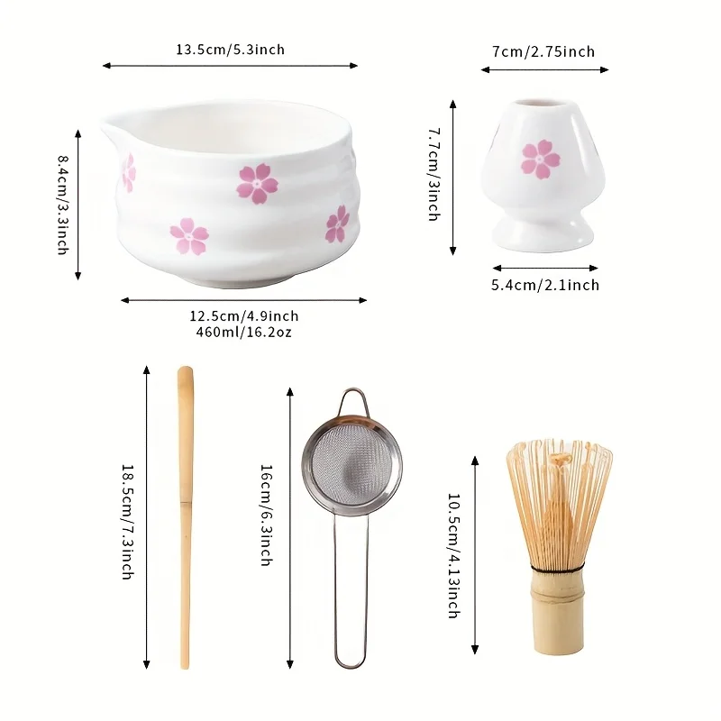 Cherry Blossom White Matcha Bowl Set - طقم وعاء ما...