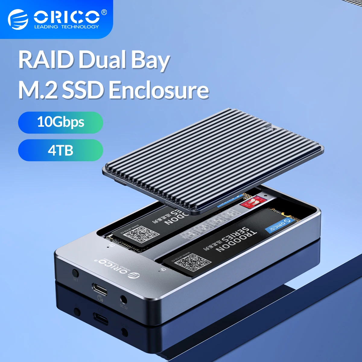 ORICO LSDT RAID M2 SATA Dual Bay SSD Case Support M.2 NGFF SATA SSD