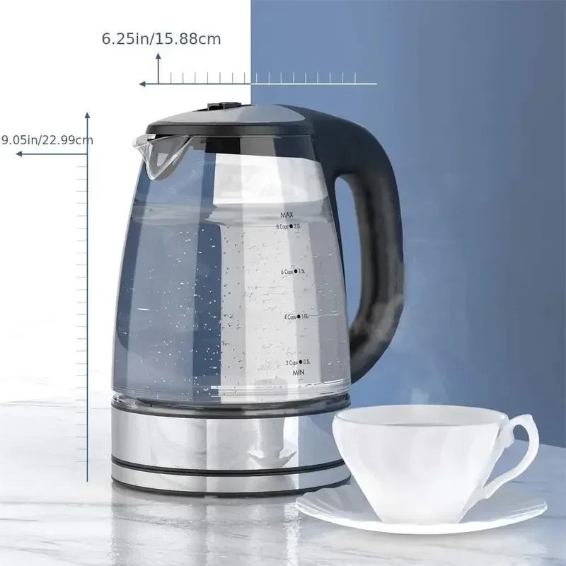 DEVISIB Electric Kettle Temperature Control 4Hours Keep Warm 2L Glass Tea Kettle 2200W Water Boiler LED Indicator Auto Shut-Off 5