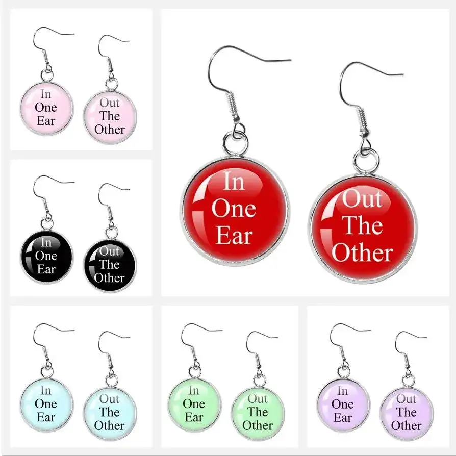 여성용 원형 펜던트 귀걸이, 한쪽 귀와 다른 쪽 유리 카보숑 귀걸이, 패션 주얼..