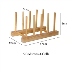 2024 Bamboo Kitchen Organizer and Dish Drying Rack (5 Columns 4 Cells)