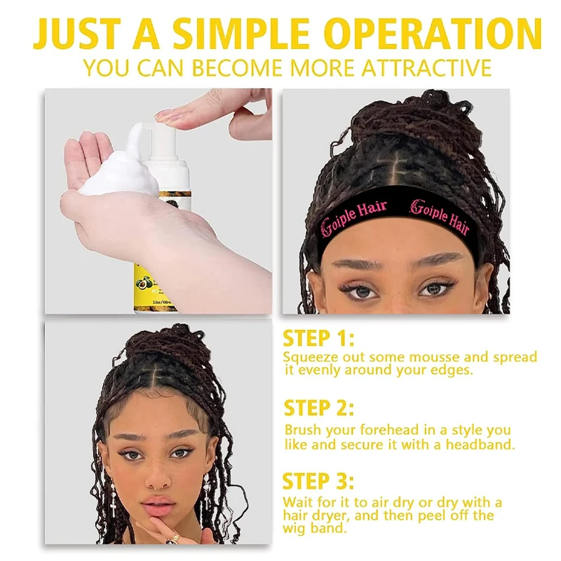 GOIPLE Wrap and Define Mousse Styling Foam for Curly Hair Wig Strong Natural Finishing Hold Edge Control Wax Stick Slick Kit