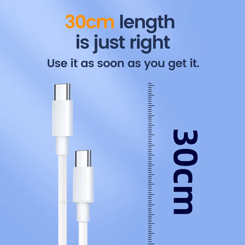 รูปสินค้า สายชาร์จ USB-C เร็วแรง 0.28 เมตร ชาร์จ PD60W ได้ทุกแบรนด์