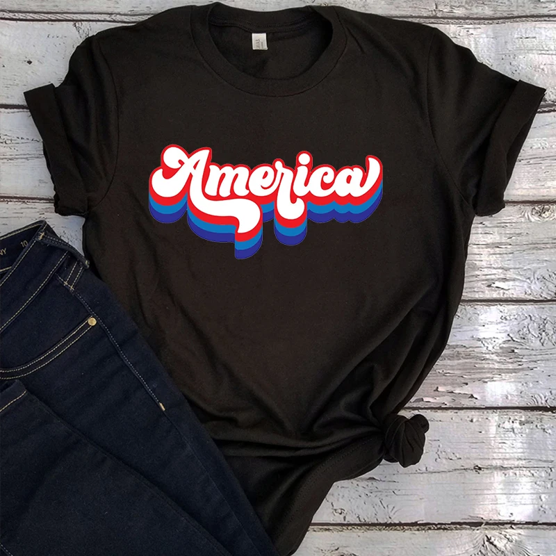 

America Shirt Freedom Fourth of July Tshirt Patriotic Tee Independence Day Tops Patriotic Family Memorial Day Clothes