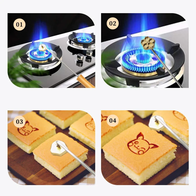 3cm Stamp with handle Fired Baked Food Cakes and Bread Stamps Soldering  Iron Bread Dorayaki Cartoon Copper Mold Home-made Logo