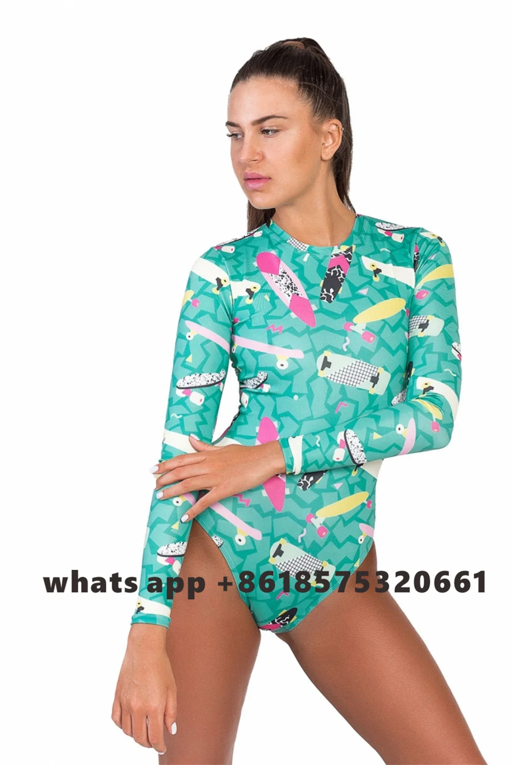 WAVE HARMONY Surf swimwear Sexy LADIES Swimsuit Long Sleeve Sun Protection One-piece Women Bathing Suits Beach Surf Long Sleeves