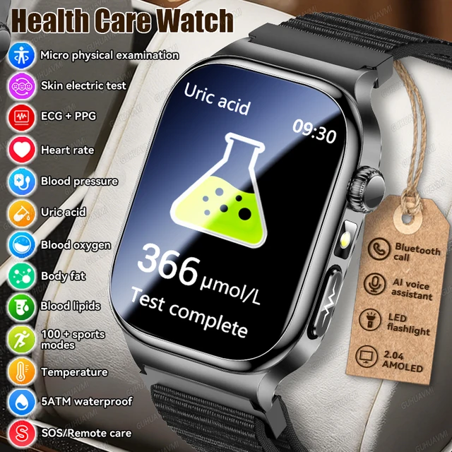 2026 New Accurate Measurement Health Smart Watch ECG+PPG Uric Acid Blood Pressure Blood Lipids BT Call Smartwatchs For Men Women 1