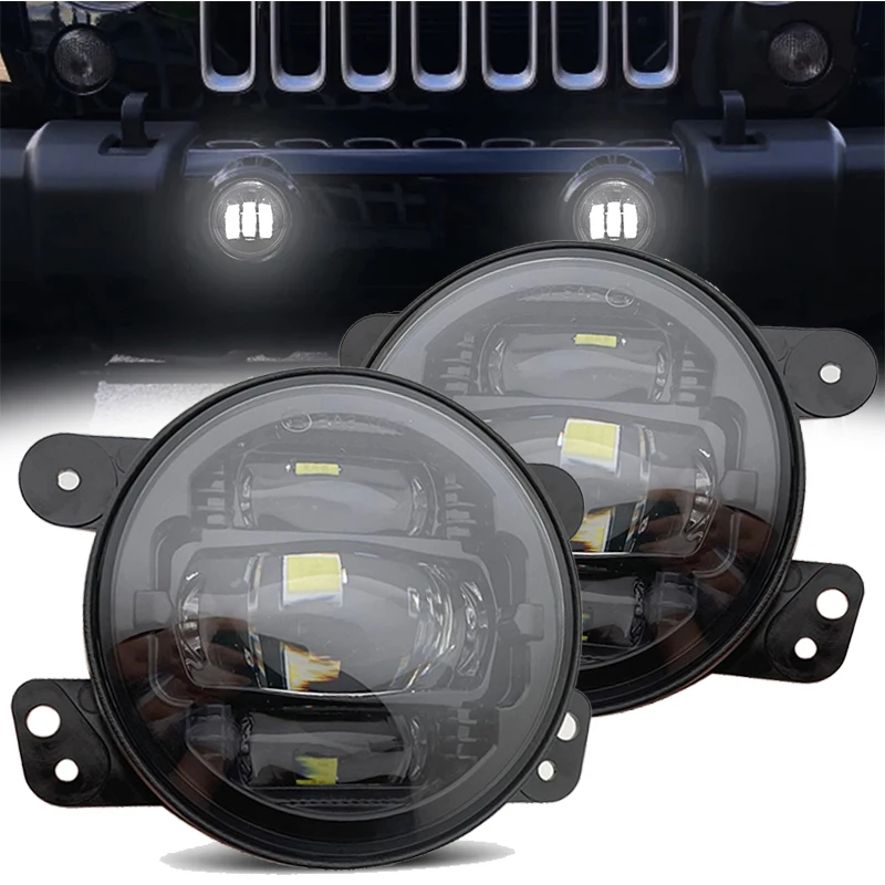 

4Inch Round Led Fog Lights 30W White amber Halo Ring DRL Off Road Fog Lamps For Jeep Wrangler JK TJ LJ Grand Cherokee lada