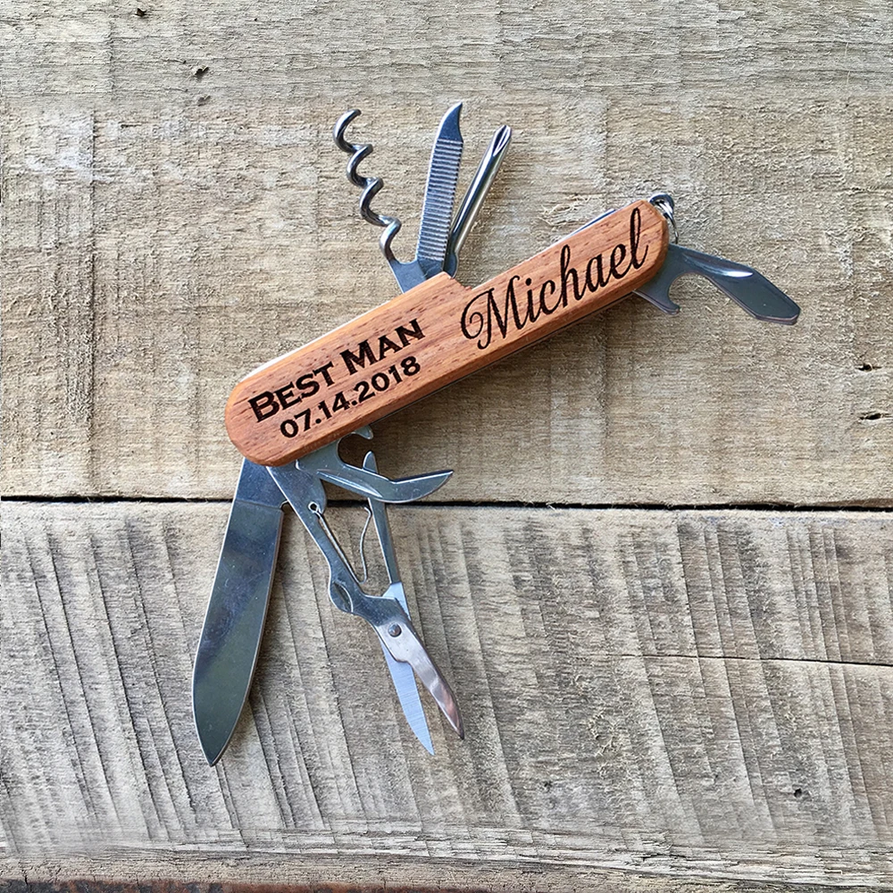 Folding Knife Personalized Swiss Knife Stainless Steel Army Folding Knives Portable Multi-tool Pocket Size Knife Groomsman Wedding Gift