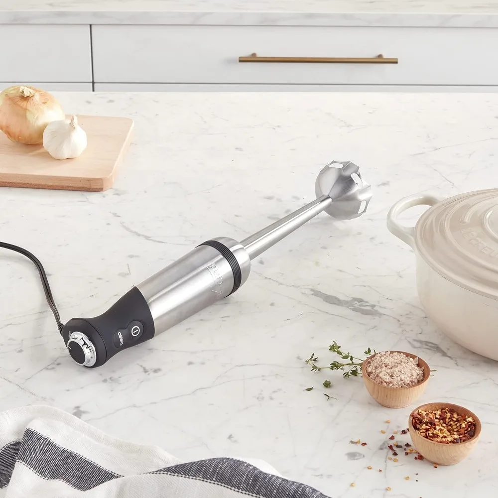 All-Clad Electrics Stainless Steel Immersion Blender 2 Piece Turbo Function 600 Watts Detachable, Variable Speed Control, Hand B