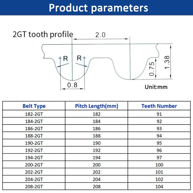 Gt2 Belt GT2 Timing Belt 2mm Pitch 6mm Width Closed Loop Belts For - Main Image