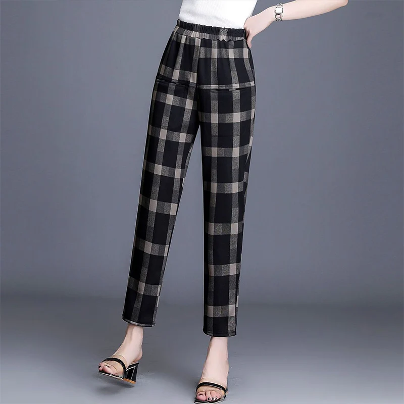 Autumn Winter KPOP Fashion Style Harajuku Slim Fit Trousers Loose All Match Casual Pants High Waist Plus Velvet Thick Harem Pant