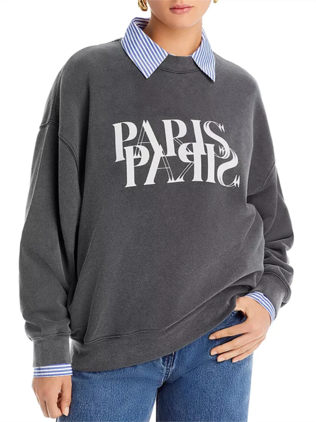 

Paris Aesthetic Sweatshirts Women Autumn Winter Clothes 2023 Washed Vintage Fashion Pullovers Tops Graphic Sweatshirt Female
