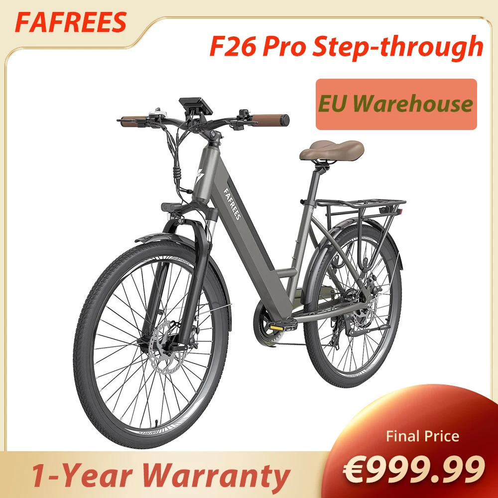 Fafrees F26 Pro Step-Through Bici Elettrica City E-Bike 25 Km/H 250W Motore 36V 10Ah Batteria Rimovibile Incorporata 7 Velocità
