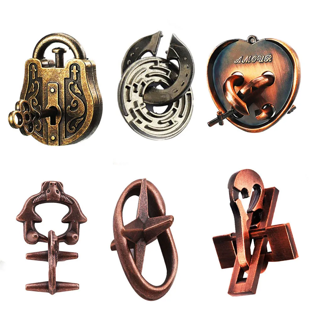 Classic IQ Metal Brain teaser Magic Puzzles Toys Locks Baffling Wire Diecast Kirsite Game Intelligence For Adults Game Test Mind 5