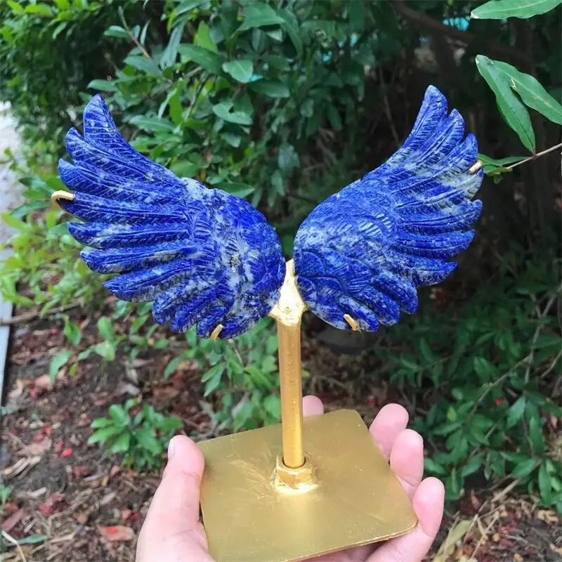 

2pcs Natural Lapis Lazuli Wings Figurine Healing Crystal Crafts Polished Reiki Statues Home FengShui Decoration Gifts