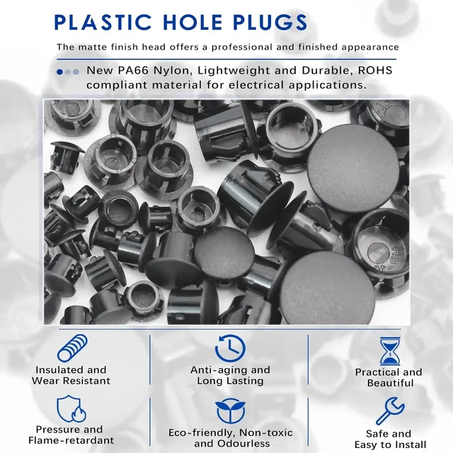 900 Tappi Plastica 5mm Per Fori - Nero, Bianco, Grigio Per Mobili - Foto 3