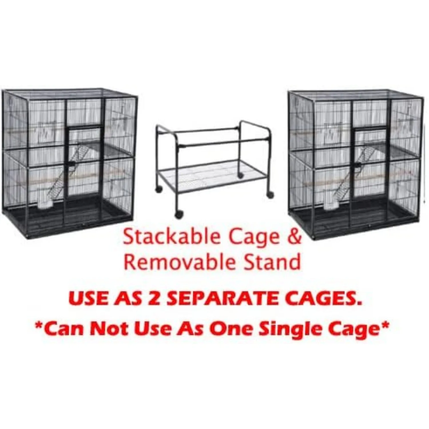 Double Stacker Breeding Flight Bird Wrought Iron Double Parrot Bird Separate Breeder Cages Side Nesting Box Doors Easy to Clean
