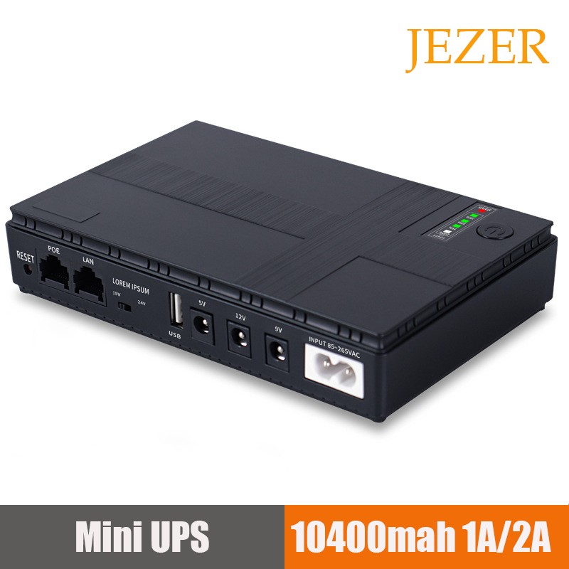 JEZER DC18W /36W  1A/2A  5V/9V/12V Large Capacity Multipurpose Mini Portable UPS Backup Power Adapter for WiFi, Router