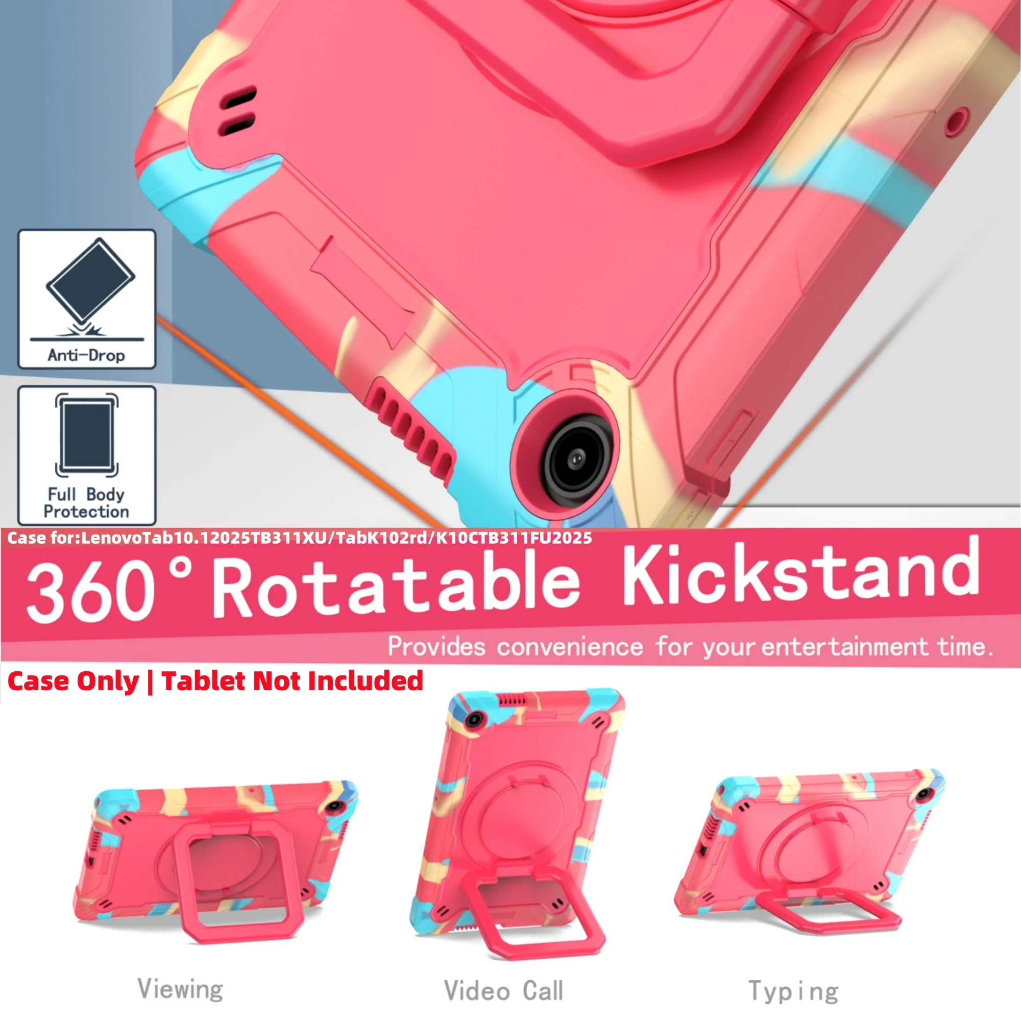 Shockproof Heavy Duty 360° Rotating Tablet Case with Stand and Shoulder Strap