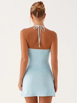 Elegant Floral Print Sleeveless V-Neck Bodycon Dress with Open Back for Women s Summer Party Outfit 2