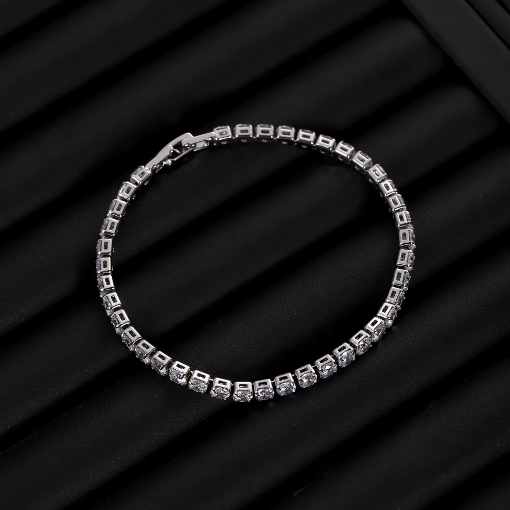 Sparkling Multicolor Tennis Bracelet with White Gold Plated Chain