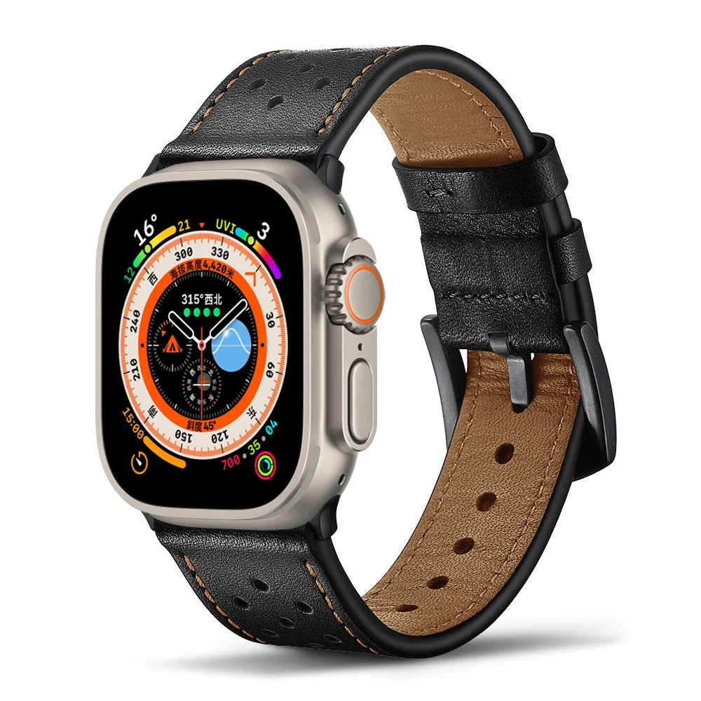 

Genuine Leather Strap For Apple Watch Ultra band 49mm 45mm 44mm 41mm 40mm 42mm 38mm bracelet correa iwatch series 7 8 3 4 5 se 6