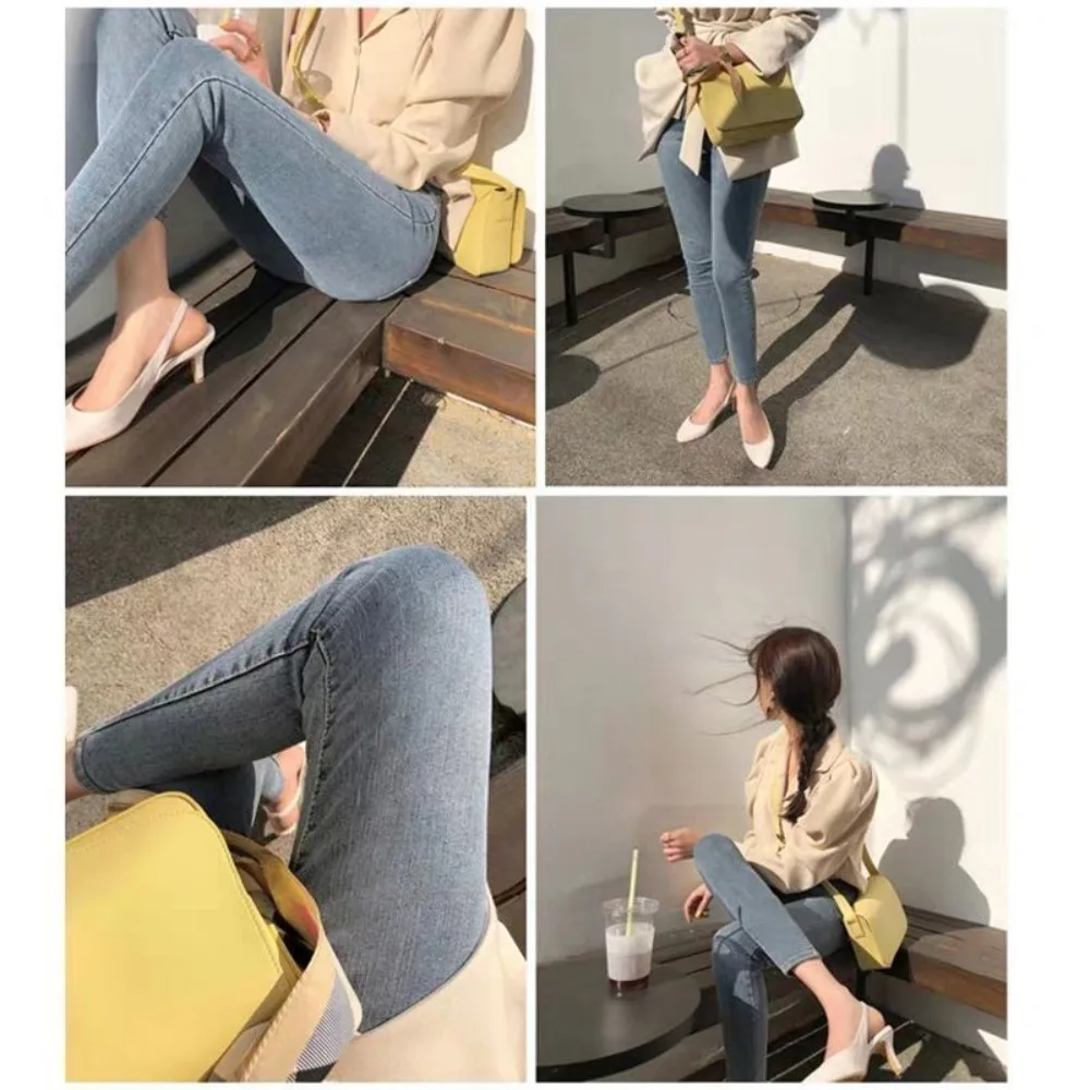 Boyfriend Jeans High Waist Slim Trousers Fashion Women Clothing Elastic Denim Female's Invisible Open Crotch Pants Outdoor Sex