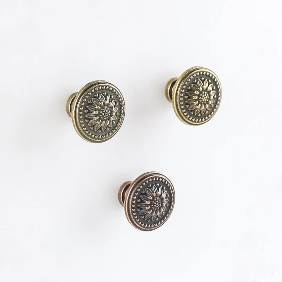 2PCS Chinese Style Bronze Handle Cabinet Wardrobe Door Single Hole Shoe Cabinet Drawer Hardware Home Antique Handle