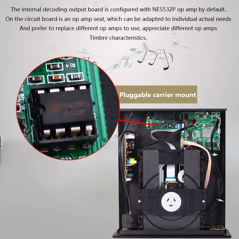 Portable CD Player Bluetooth 5.0 USB DTS HD Lossless HIFI Dual RCA Digital Optical Coaxial Output