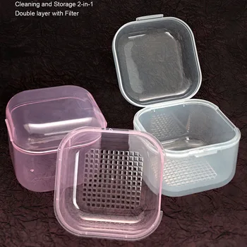 Punte per trapano per unghie Scatola per pulizia Contenitore per disinfezione Vassoi per sterilizzazione per manicure Forniture per salone Tazza sterilizzatrice con cestello di scarico
