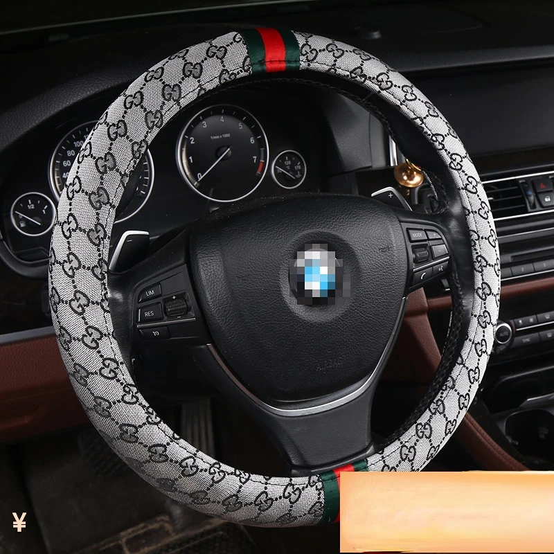 

Diameter 40cm 38cm Car Steering Wheel Cover Four Seasons General Tide Brand Personality Fashion Anti-Skid Sweat-Absorbing