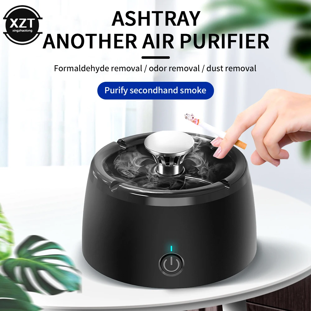 Smart Ashtray Multipurpose Mini Negative Ion Air Purifier for Home Office  (Grey)