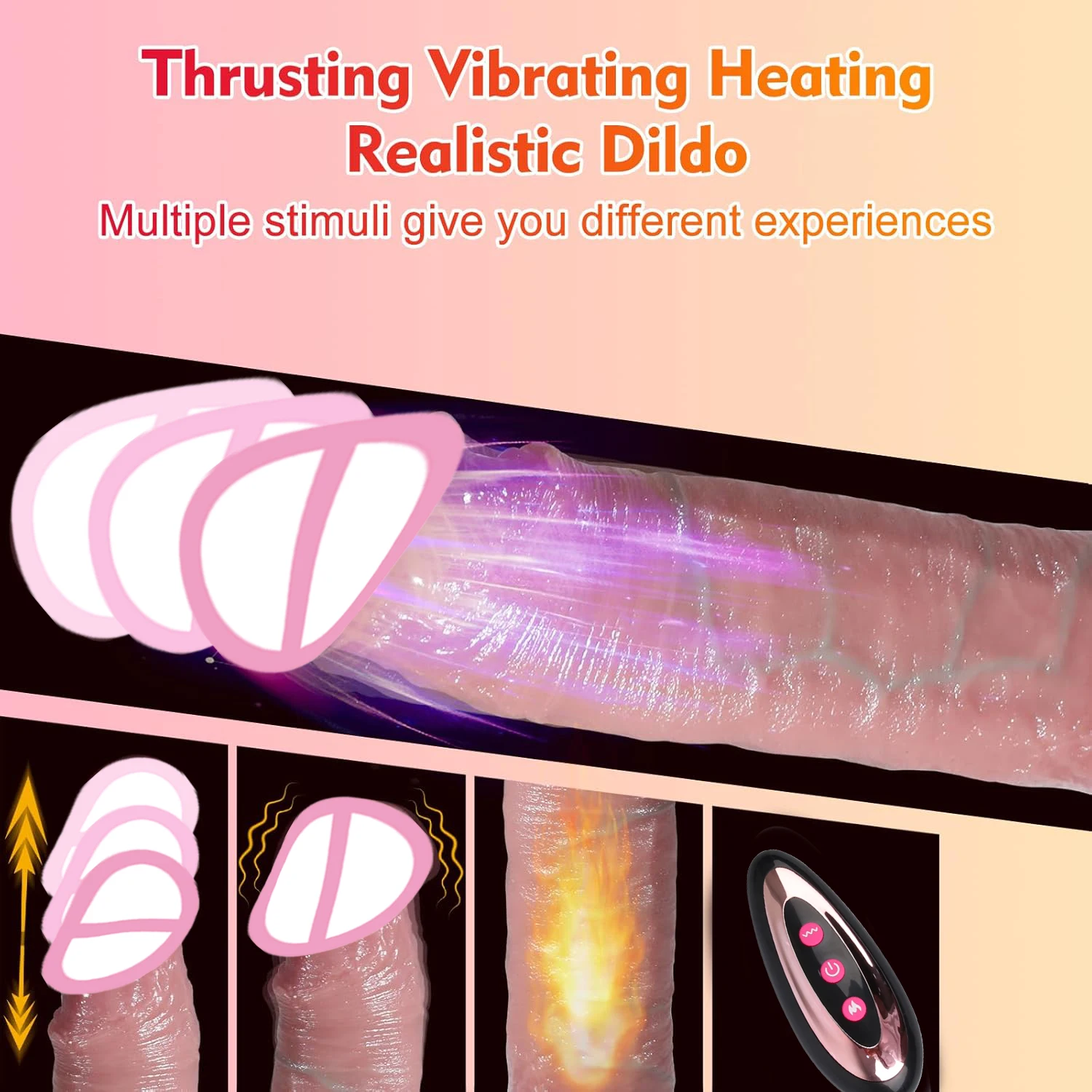 Realistic Thrusting Dildo Vibrator Adult Sex Toys for Women Silicone 8 inch Suction Cup Penis Anal G-spot Stimulator Couple Play 3