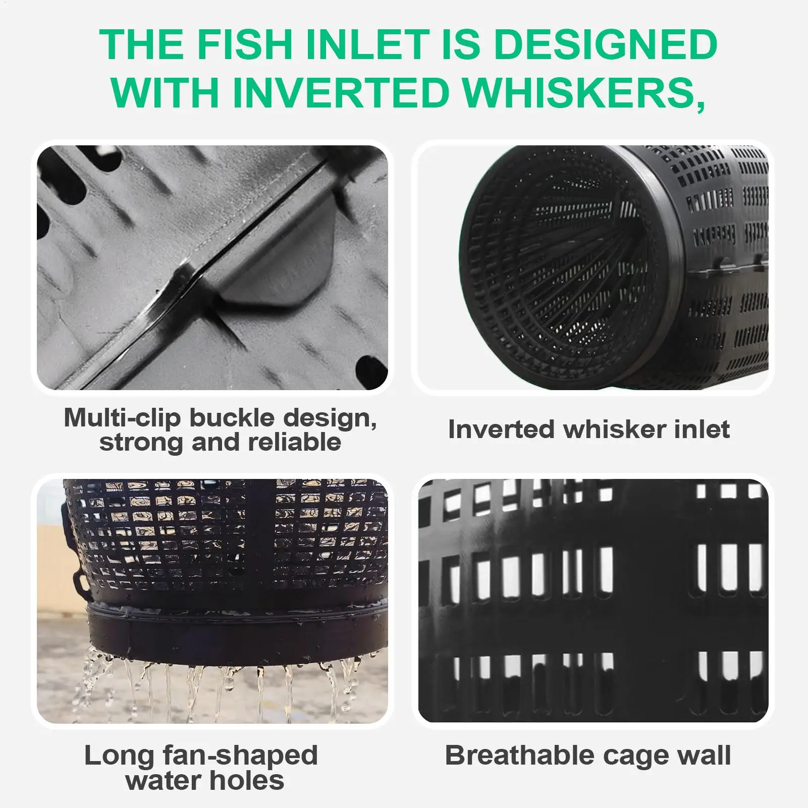 Angelfalle, tragbare Minnow-Falle, Fangwerkzeug, Krabbenkäfig, praktisch für den Außeneinsatz, für Schildkröten, Aale, Garnelen, Salzwasser, Angeln, Teich, See – Detail 6