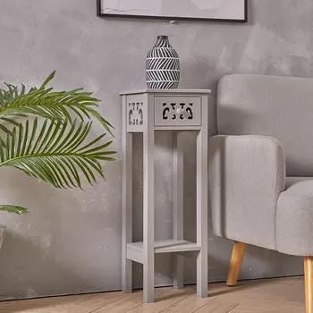 French Style Small Slim Accent Console Table  Sofa Side Table Skinny Hallway Table Wooden Plant Stand with Drawer,25cm W x 25cm