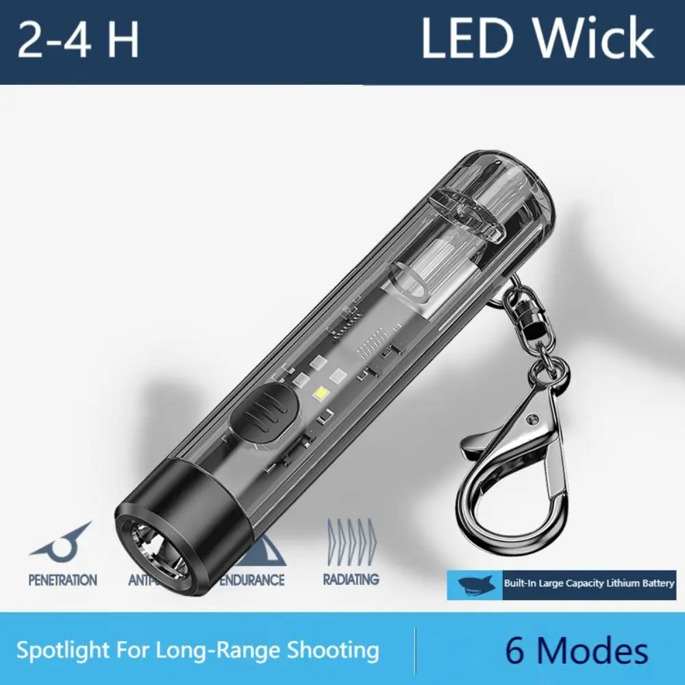 Portable Mini Keychain Flashlight USB Rechargeable 80 Lumen Pocket LED Flashlight UV/Red Light with Buckle Small