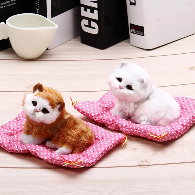 Simulation Cute Animal Doll Plush Sleeping Cats Toy with Sound Kids Christmas Gift Party Decor For Home Decoration Accessories