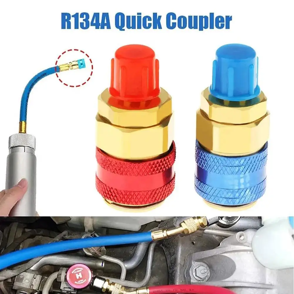 

R134A Low High Auto Car Quick Coupler Connector Brass Adapters Car Air Conditioning Refrigerant Adjustable AC Manifold Gauge
